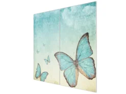 Banjado Herde|Kochfelder<Herdabdeckplatte Glas 2 Teilig Je 30x52CM Schneidebrett Herdabdeckung Mit Motiv Blaue Schmetterlinge