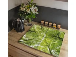 Banjado Herdabdeckplatte Glas 2 Teilig Je 30x52CM Schneidebrett Herdabdeckung Mit Motiv Zwischen Bäumen< Herdabdeckungen|Küchenrückwände