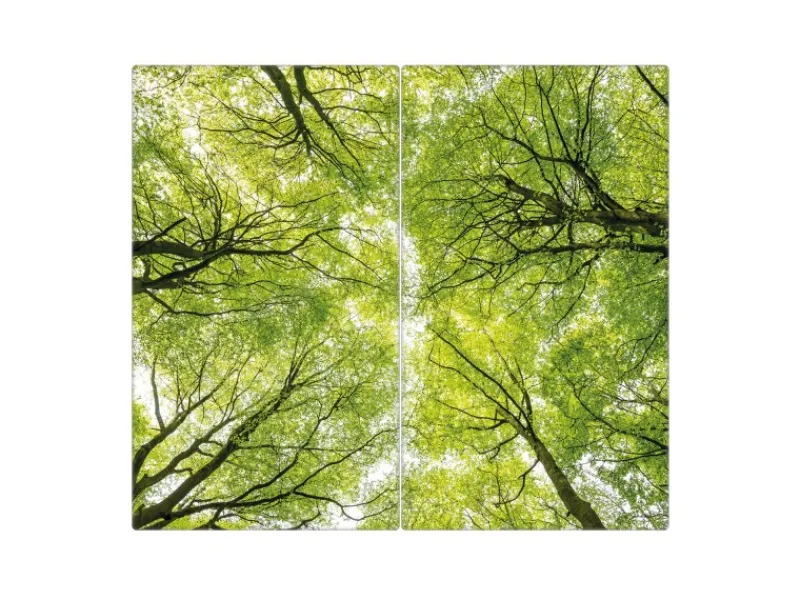 Banjado Herdabdeckplatte Glas 2 Teilig Je 30x52CM Schneidebrett Herdabdeckung Mit Motiv Zwischen Bäumen< Herdabdeckungen|Küchenrückwände