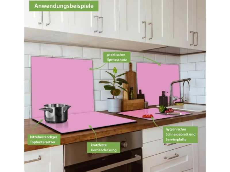 Banjado Herdabdeckplatte Glas 1 Teilig 60x52CM Schneidebrett Herdabdeckung Mit Motiv Rose< Schneidebretter|Herde