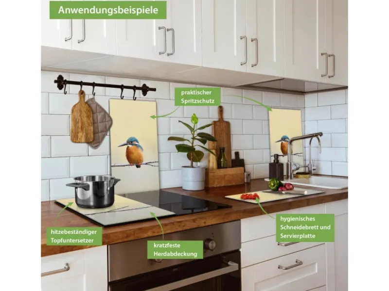 Banjado Herdabdeckplatte Glas 2 Teilig Je 30x52CM Schneidebrett Herdabdeckung Mit Motiv Pause< Schneidebretter|Herdabdeckungen