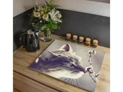 Banjado Herdabdeckplatte Glas 1 Teilig 60x52CM Schneidebrett Herdabdeckung Mit Motiv Weidenkätzchen< Schneidebretter|Herde