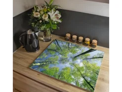 Sale Banjado Herdabdeckplatte Glas 1 Teilig 60x52CM Schneidebrett Herdabdeckung Mit Motiv Zwischen Bäumen 3