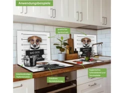 Banjado Herdabdeckplatte Glas 1 Teilig 60x52CM Schneidebrett Herdabdeckung Mit Motiv Bad Dog Jack Russel< Schneidebretter|Herdabdeckungen