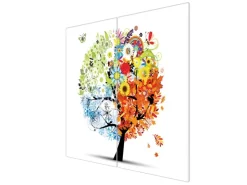 Banjado Herdabdeckplatte Glas 2 Teilig Je 30x52CM Schneidebrett Herdabdeckung Mit Motiv Vier Jahreszeiten< Schneidebretter|Herde
