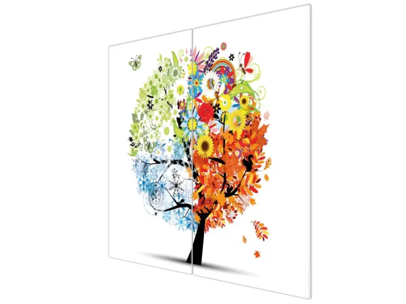 Banjado Herdabdeckplatte Glas 2 Teilig Je 30x52CM Schneidebrett Herdabdeckung Mit Motiv Vier Jahreszeiten< Schneidebretter|Herde