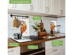 Banjado Herdabdeckplatte Glas 2 Teilig Je 30x52CM Schneidebrett Herdabdeckung Mit Motiv Vier Jahreszeiten< Schneidebretter|Herde