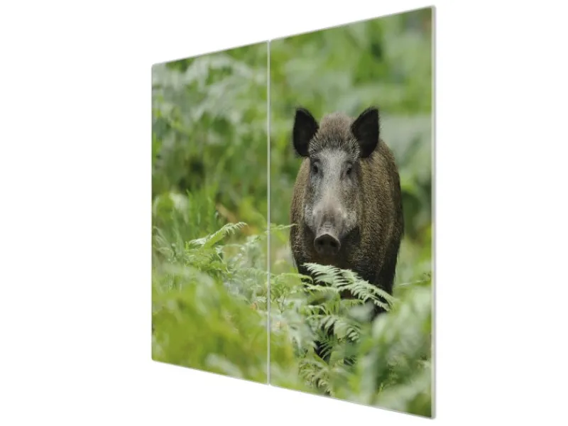 Banjado Herdabdeckplatte Glas 2 Teilig Je 30x52CM Schneidebrett Herdabdeckung Mit Motiv Wildschwein< Schneidebretter|Herdabdeckungen