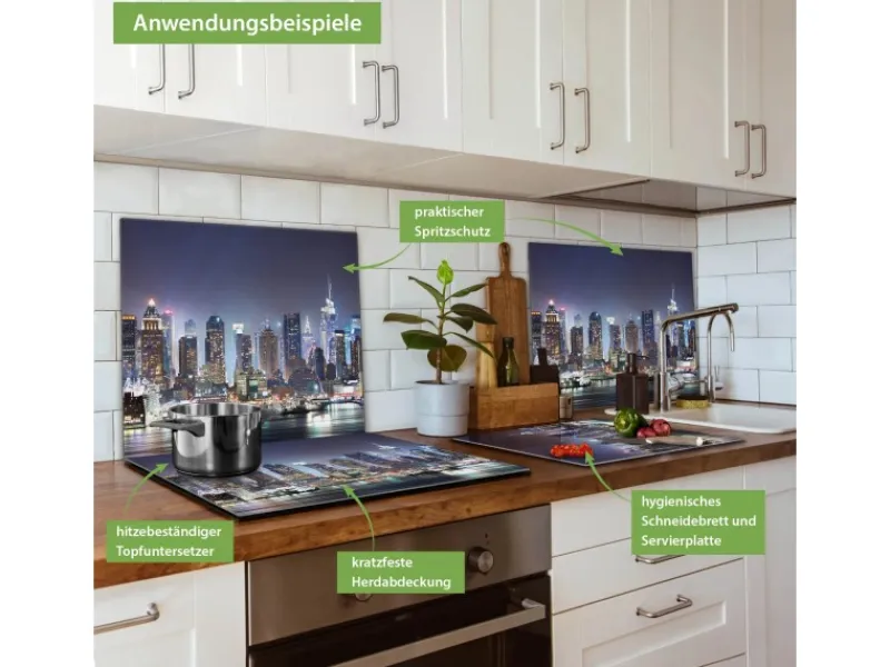Online Banjado Herdabdeckplatte Glas 1 Teilig 60x52CM Schneidebrett Herdabdeckung Mit Motiv New York