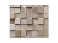 Banjado Herde|Kochfelder<Herdabdeckplatte Glas 2 Teilig Je 30x52CM Schneidebrett Herdabdeckung Mit Motiv Bauklötze Relief