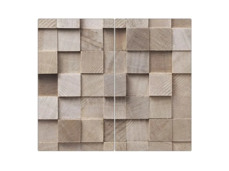 Banjado Herde|Kochfelder<Herdabdeckplatte Glas 2 Teilig Je 30x52CM Schneidebrett Herdabdeckung Mit Motiv Bauklötze Relief
