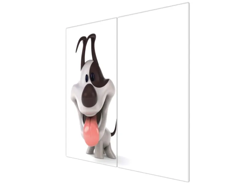 New Banjado Herdabdeckplatte Glas 2 Teilig Je 30x52CM Schneidebrett Herdabdeckung Mit Motiv Comic-Hund