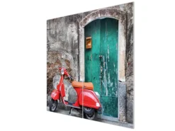 Hot Banjado Herdabdeckplatte Glas 2 Teilig Je 30x52CM Schneidebrett Herdabdeckung Mit Motiv Italienischer Roller