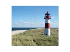 Online Banjado Herdabdeckplatte Glas 2 Teilig Je 30x52CM Schneidebrett Herdabdeckung Mit Motiv Leuchtturm