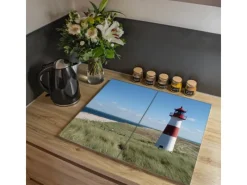 Online Banjado Herdabdeckplatte Glas 2 Teilig Je 30x52CM Schneidebrett Herdabdeckung Mit Motiv Leuchtturm