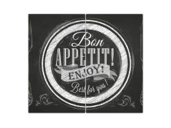 Banjado Schneidebretter|Herdabdeckungen<Herdabdeckplatte Glas 2 Teilig Je 30x52CM Schneidebrett Herdabdeckung Mit Motiv Bon Appetit