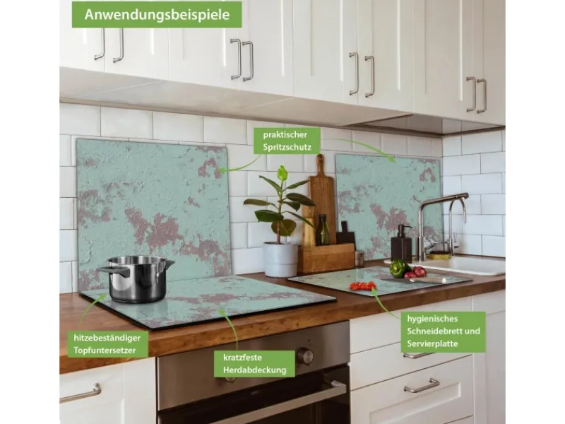 Banjado Herdabdeckplatte Glas 1 Teilig 60x52CM Schneidebrett Herdabdeckung Mit Motiv Blaue Struktur< Schneidebretter|Herdabdeckungen
