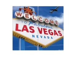 Banjado Herdabdeckplatte Glas 2 Teilig Je 30x52CM Schneidebrett Herdabdeckung Mit Motiv Las Vegas< Kochfelder