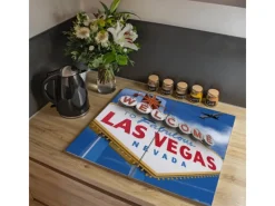 Banjado Herdabdeckplatte Glas 2 Teilig Je 30x52CM Schneidebrett Herdabdeckung Mit Motiv Las Vegas< Kochfelder