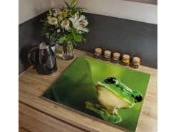 Banjado Herdabdeckplatte Glas 1 Teilig 60x52CM Schneidebrett Herdabdeckung Mit Motiv Frosch< Herde|Kochfelder