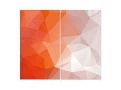 Online Banjado Herdabdeckplatte Glas 2 Teilig Je 30x52CM Schneidebrett Herdabdeckung Mit Motiv Orange Polygon
