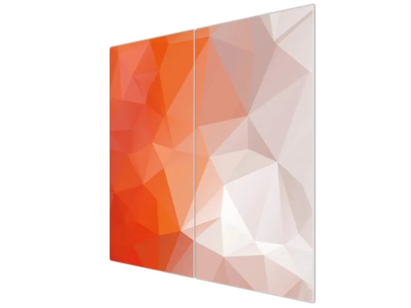 Online Banjado Herdabdeckplatte Glas 2 Teilig Je 30x52CM Schneidebrett Herdabdeckung Mit Motiv Orange Polygon