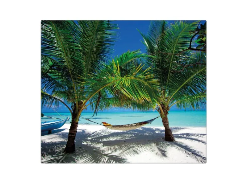 Sale Banjado Herdabdeckplatte Glas 1 Teilig 60x52CM Schneidebrett Herdabdeckung Mit Motiv Strand