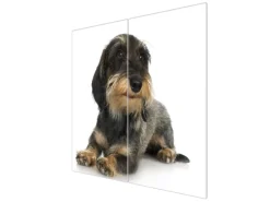 Best Banjado Herdabdeckplatte Glas 2 Teilig Je 30x52CM Schneidebrett Herdabdeckung Mit Motiv Dackel