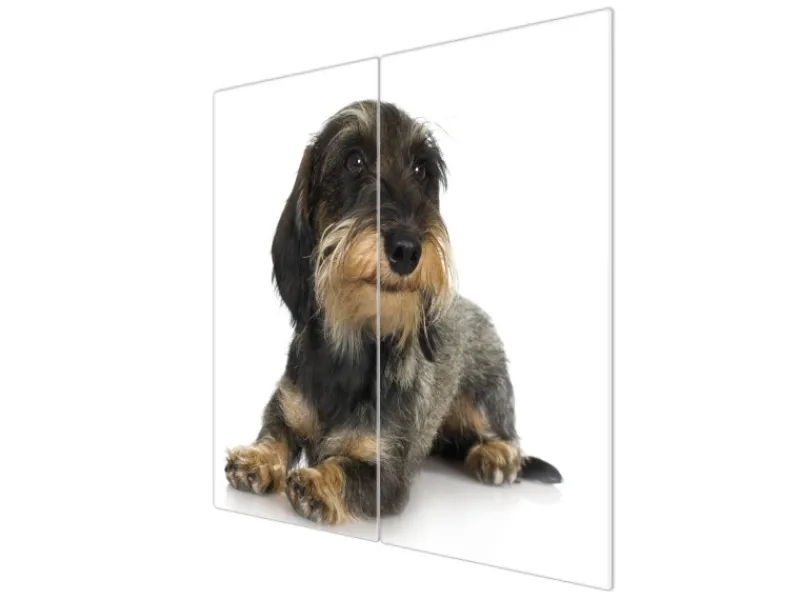 Best Banjado Herdabdeckplatte Glas 2 Teilig Je 30x52CM Schneidebrett Herdabdeckung Mit Motiv Dackel