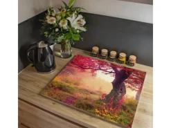 Outlet Banjado Herdabdeckplatte Glas 1 Teilig 60x52CM Schneidebrett Herdabdeckung Mit Motiv Lichtung Im Herbst