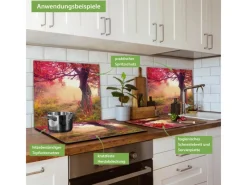Outlet Banjado Herdabdeckplatte Glas 1 Teilig 60x52CM Schneidebrett Herdabdeckung Mit Motiv Lichtung Im Herbst
