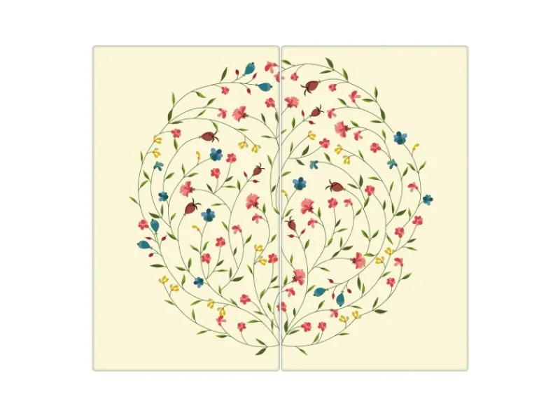 Banjado Schneidebretter|Herdabdeckungen<Herdabdeckplatte Glas 2 Teilig Je 30x52CM Schneidebrett Herdabdeckung Mit Motiv Blumenreigen