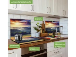 Banjado Schneidebretter|Herdabdeckungen<Herdabdeckplatte Glas 1 Teilig 60x52CM Schneidebrett Herdabdeckung Mit Motiv Karpaten Sonnenuntergang