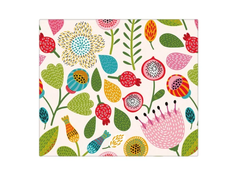 Outlet Banjado Herdabdeckplatte Glas 1 Teilig 60x52CM Schneidebrett Herdabdeckung Mit Motiv Blumen Naiv