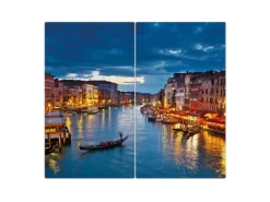 Best Banjado Herdabdeckplatte Glas 2 Teilig Je 30x52CM Schneidebrett Herdabdeckung Mit Motiv Canale Grande Bei Nacht
