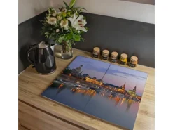Banjado Herdabdeckplatte Glas 2 Teilig Je 30x52CM Schneidebrett Herdabdeckung Mit Motiv Dresden< Schneidebretter|Herdabdeckungen