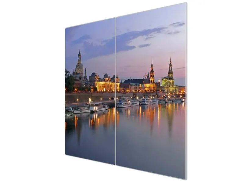 Banjado Herdabdeckplatte Glas 2 Teilig Je 30x52CM Schneidebrett Herdabdeckung Mit Motiv Dresden< Schneidebretter|Herdabdeckungen