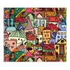 Banjado Kochfelder<Herdabdeckplatte Glas 2 Teilig Je 30x52CM Schneidebrett Herdabdeckung Mit Motiv Funky Town