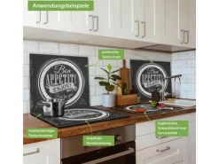 Banjado Herdabdeckungen|Herde<Herdabdeckplatte Glas 1 Teilig 60x52CM Schneidebrett Herdabdeckung Mit Motiv Bon Appetit