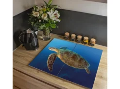 Banjado Schneidebretter|Herdabdeckungen<Herdabdeckplatte Glas 2 Teilig Je 30x52CM Schneidebrett Herdabdeckung Mit Motiv Wasserschildkröte
