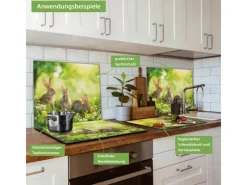 Banjado Herdabdeckplatte Glas 1 Teilig 60x52CM Schneidebrett Herdabdeckung Mit Motiv Drei Hasen< Herde|Herdabdeckungen