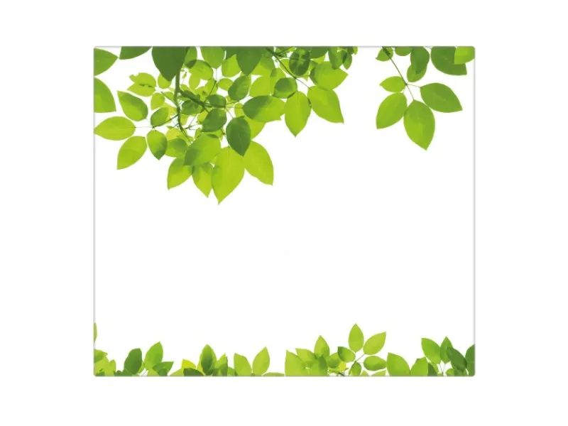 Banjado Schneidebretter|Herdabdeckungen<Herdabdeckplatte Glas 1 Teilig 60x52CM Schneidebrett Herdabdeckung Mit Motiv Rahmen Blätter