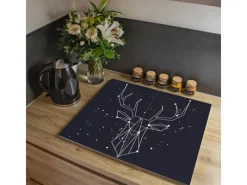 Banjado Herdabdeckplatte Glas 2 Teilig Je 30x52CM Schneidebrett Herdabdeckung Mit Motiv Sternbild Hirsch< Schneidebretter|Herdabdeckungen