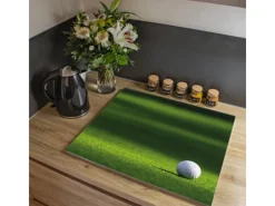 Banjado Schneidebretter|Herdabdeckungen<Herdabdeckplatte Glas 1 Teilig 60x52CM Schneidebrett Herdabdeckung Mit Motiv Einsamer Golfball