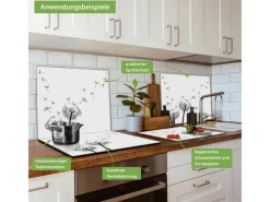 Outlet Banjado Herdabdeckplatte Glas 1 Teilig 60x52CM Schneidebrett Herdabdeckung Mit Motiv Pusteblume 2