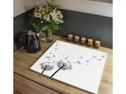 Outlet Banjado Herdabdeckplatte Glas 1 Teilig 60x52CM Schneidebrett Herdabdeckung Mit Motiv Pusteblume 2