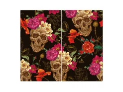 Clearance Banjado Herdabdeckplatte Glas 2 Teilig Je 30x52CM Schneidebrett Herdabdeckung Mit Motiv Los Dias De Muertos