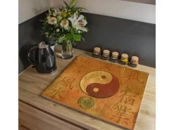 Discount Banjado Herdabdeckplatte Glas 1 Teilig 60x52CM Schneidebrett Herdabdeckung Mit Motiv Yin Yang
