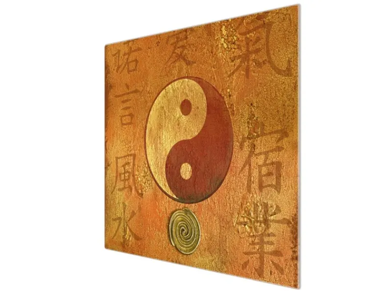 Discount Banjado Herdabdeckplatte Glas 1 Teilig 60x52CM Schneidebrett Herdabdeckung Mit Motiv Yin Yang