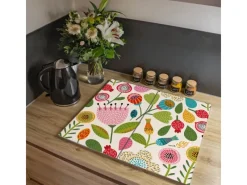 Banjado Schneidebretter|Herdabdeckungen<Herdabdeckplatte Glas 2 Teilig Je 30x52CM Schneidebrett Herdabdeckung Mit Motiv Rosa Kelch Hell